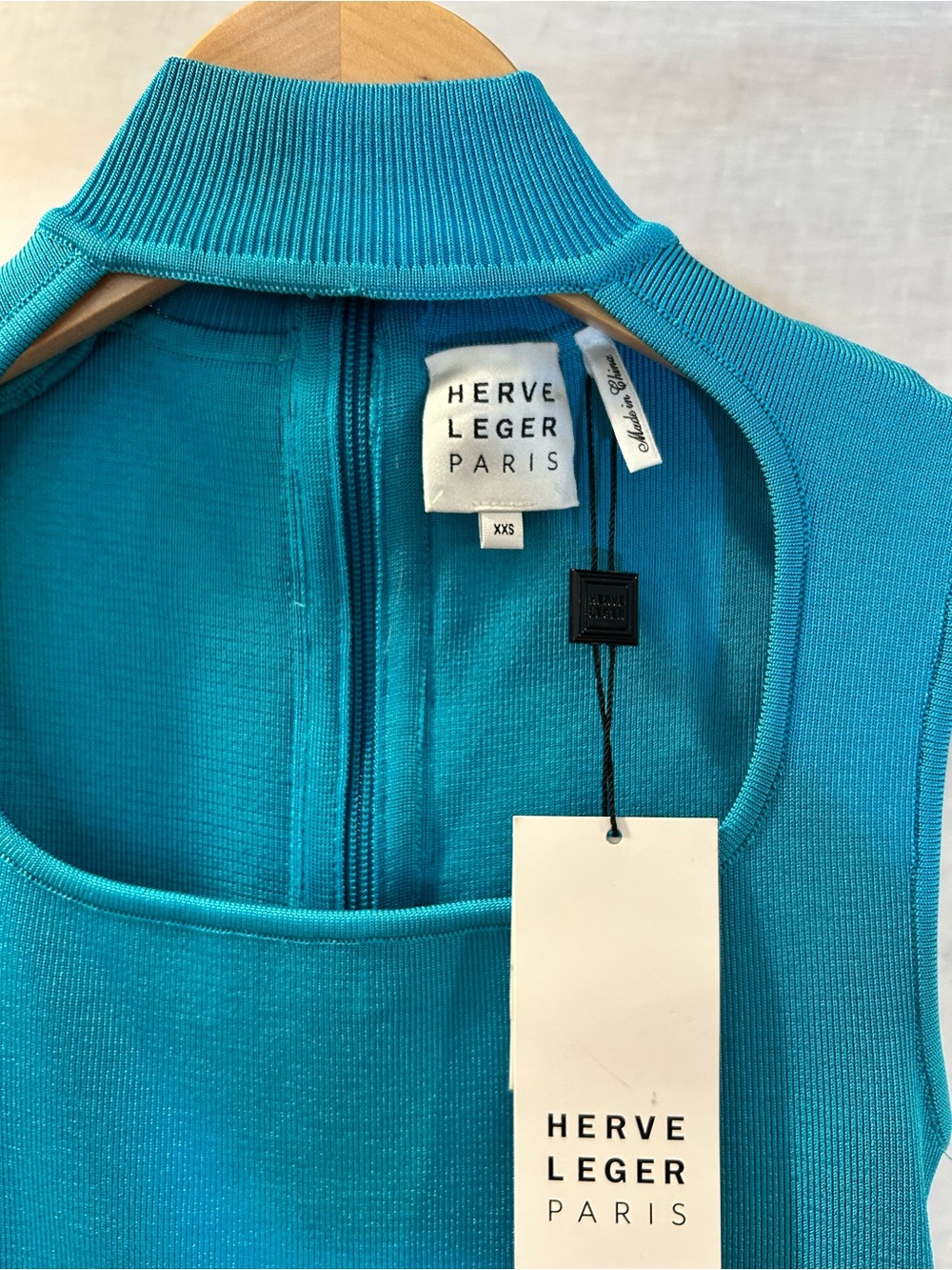 Herve Leger Teal Blue Sleeveless Bandage Mini Dress - Picture 2 of 9